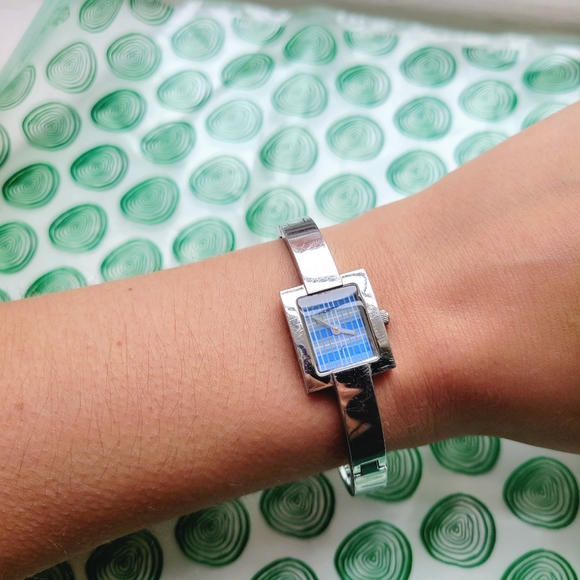 Fossil F2 Blue Plaid Silver Dainty Watch - Picture 3 of 7